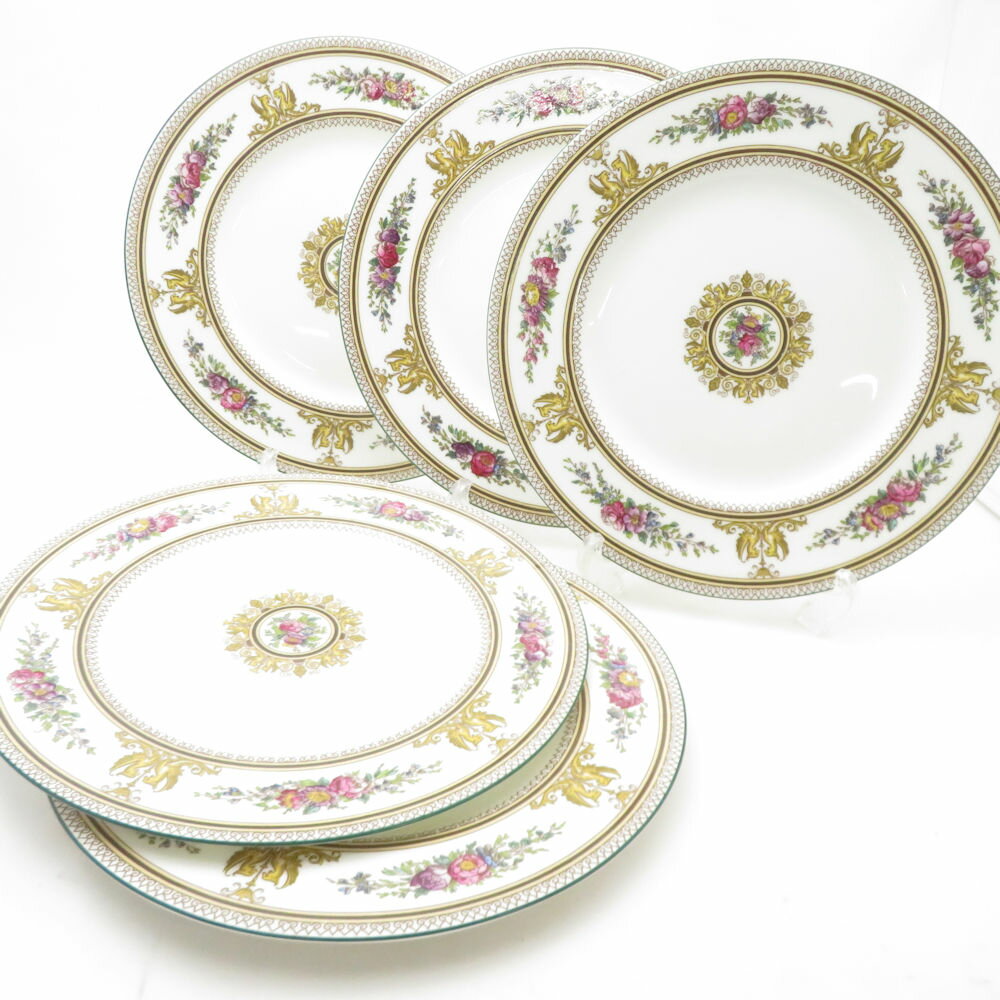 WEDGWOOD ウェッジウッド コロンビアエナメル 大皿 5枚 セット 27cmプレート ディナー 旧刻印 黒壺 SC9828H1 【中古】