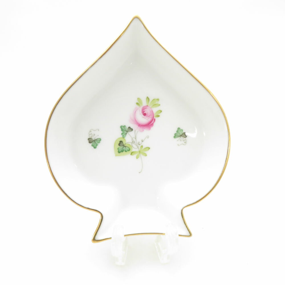 未使用 Herend ヘレンド ウィーンの薔薇 シンプル スペードディッシュ 12cmプレート トレイ バラ SM4965Q1 【中古】