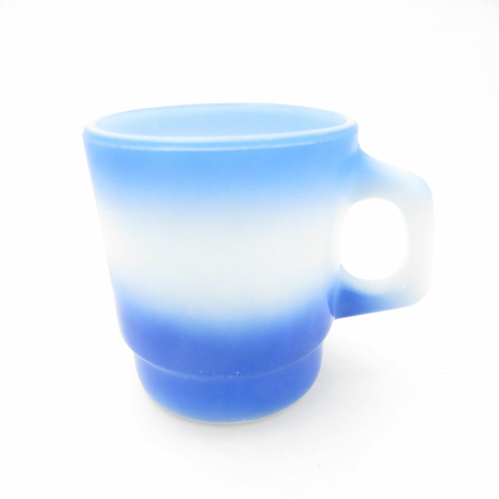 美品 Fire-King ファイヤーキング マグカップ 白 青 SN466B2 【中古】