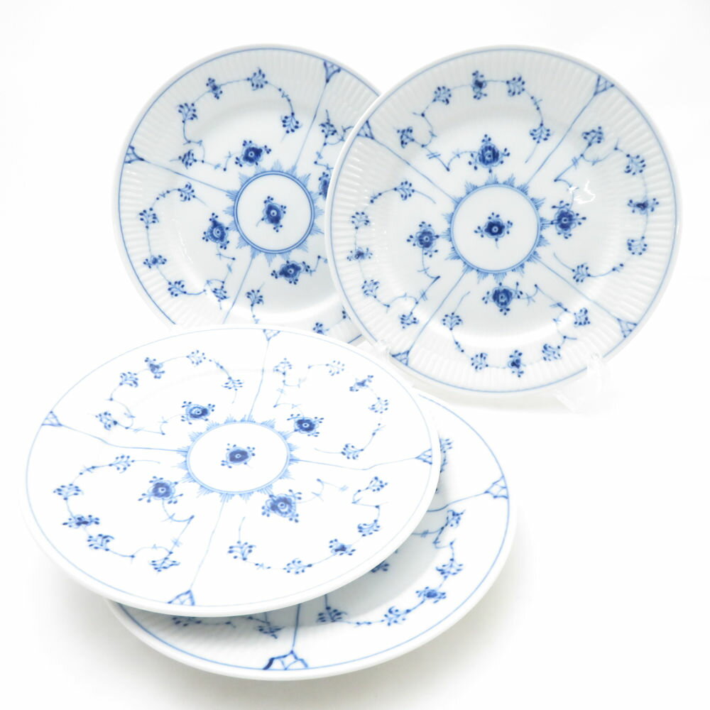 ROYAL COPENHAGEN ロイヤルコペンハーゲン ブルーフルーテッドプレイン 620 中皿 4枚 セット 19cmプレート デザート SU13603B3 【中古】
