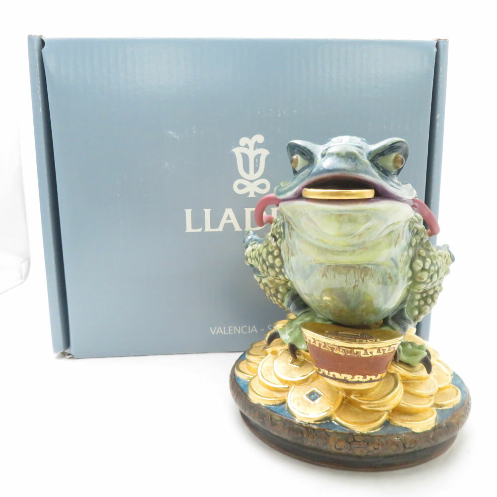 LLADRO リヤドロ 8660 三脚蛙 フィギュリン 置物 インテリ カエル SM4938Z 【中古】