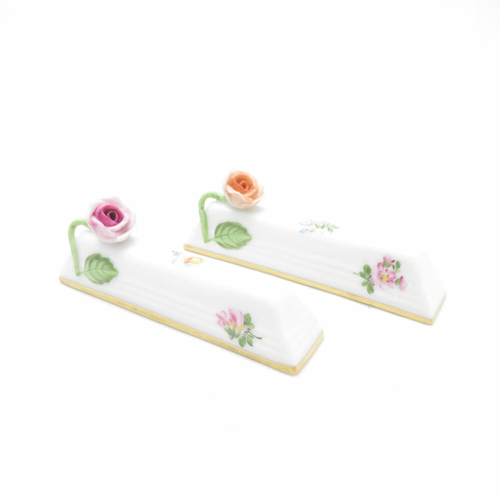 美品 Herend ヘレンド ミルフルール MF 276 ナイフレスト 2点 セット ローズ 小花 箸置き テーブルウェア SU13608E2 【中古】