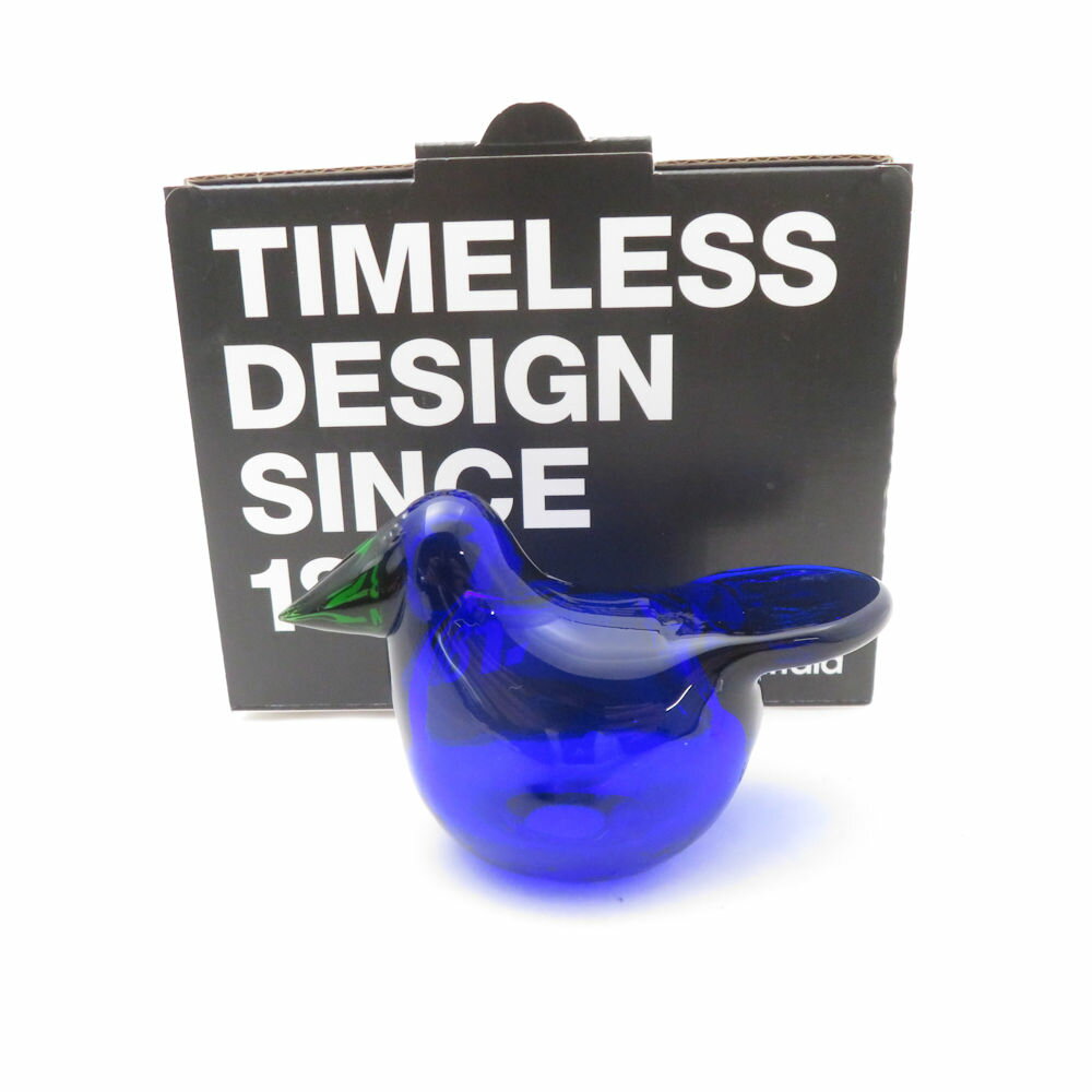 美品 iittala イッタラ バードバイトイッカ Scope別注2015 フライキャッチャー シエッポ 置物 無鉛ガラス コバルト グリーン 1000羽限定 北欧 SU13613E2 【中古】