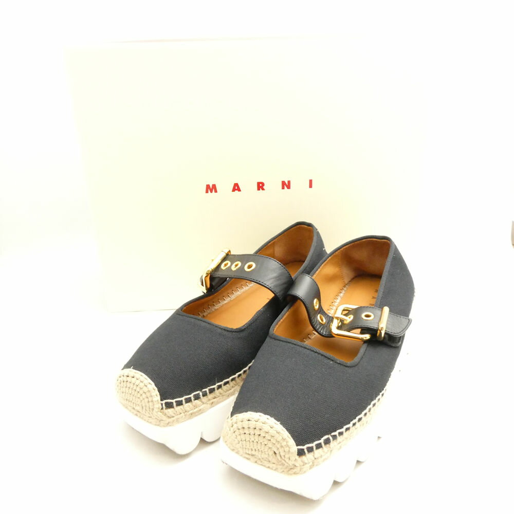 MARNI マルニ エスパドリーユ メリージェーンシューズ 37 24cm相当 厚底 サンダル ストラップ レディース AD1392 【中古】