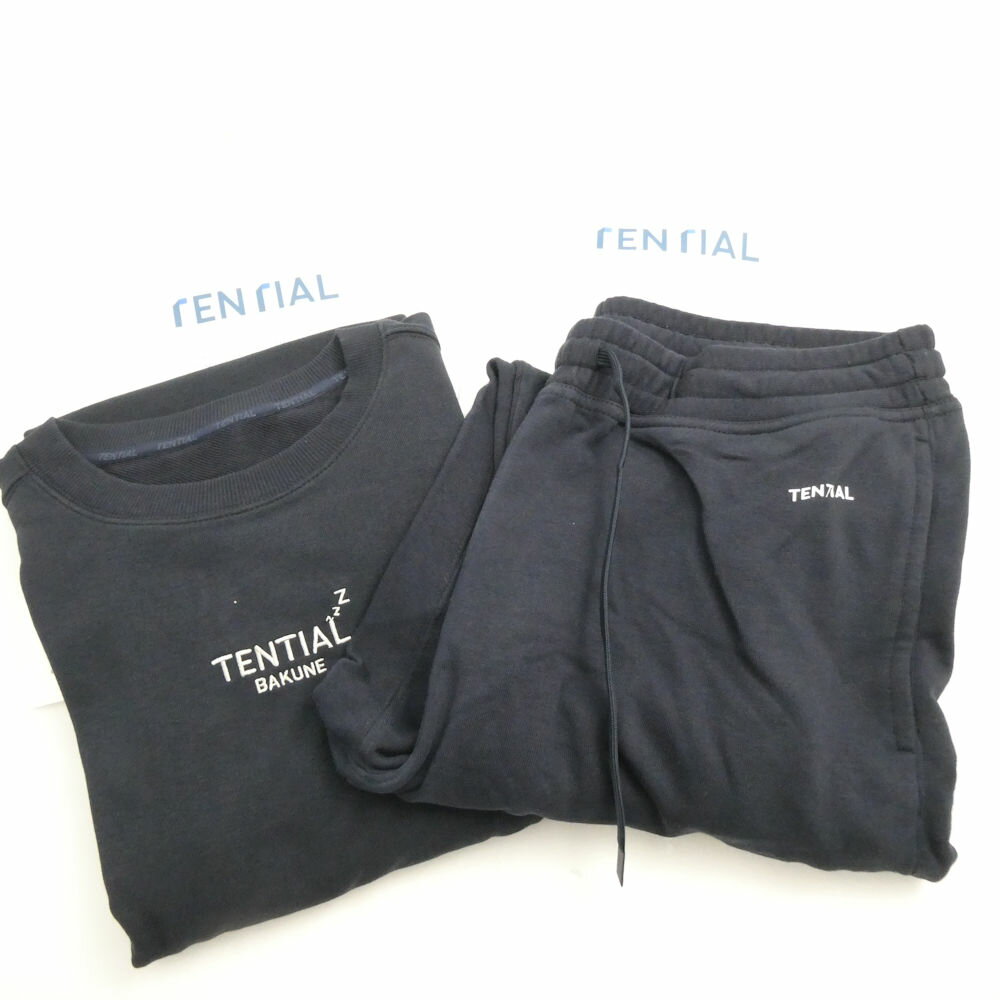未使用 TENTIAL テンシャル バクネ BAKUNE ロングスリーブ スウェット長袖クルーネック&ロングパンツ 2点 L コットン他 セット リカバリーウェア 部屋着 パジャマ メンズ AU3871 【中古】