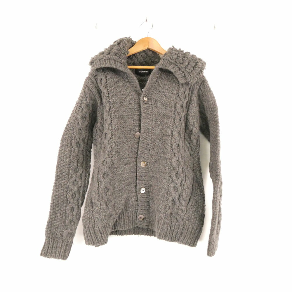 美品 ZUCCA ズッカ ZU33KO313 アランニット カーディガン M ウール100% 長袖 ジャケット アウター レディース AU3926B3 【中古】