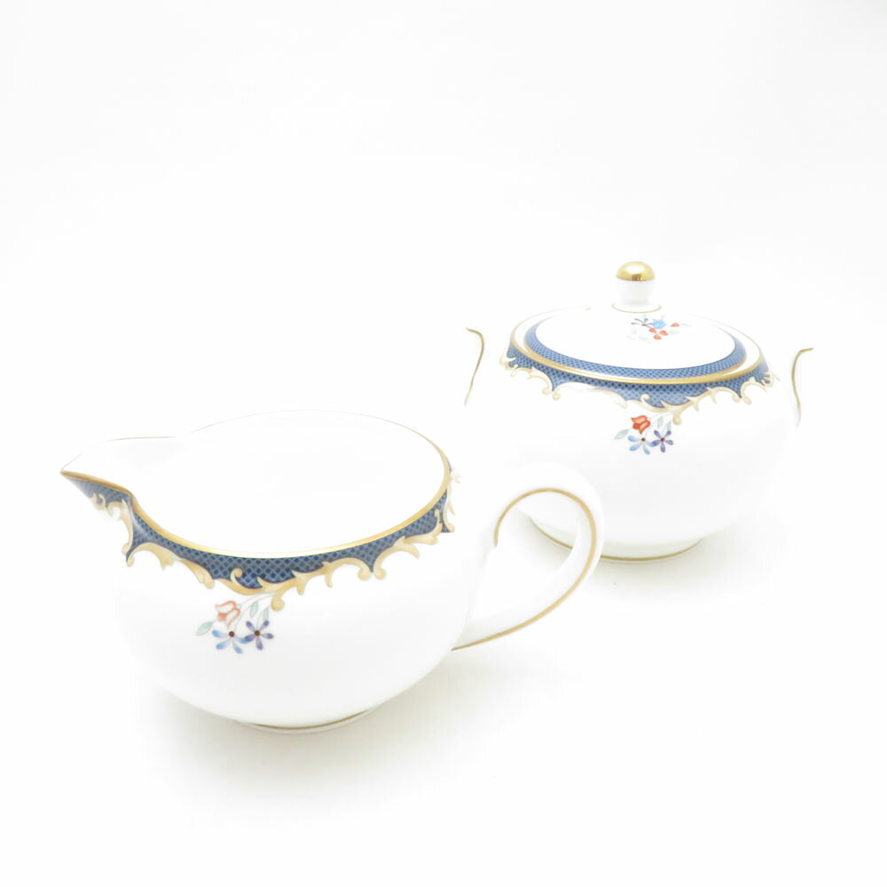未使用 WEDGWOOD ウェッジウッド チャトレー クリーマー＆シュガーポット 2点 セット ミルク 砂糖 旧刻印 黒壺 廃盤 SC10184E1 【中古】