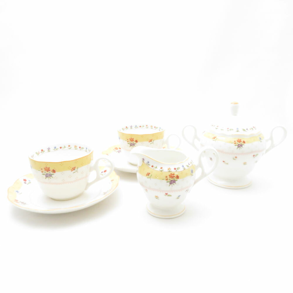 Noritake ノリタケ トゥルーラブ カップ＆ソーサー クリーマー＆シュガー 4点 セット 花柄 SC10214V1 【中古】