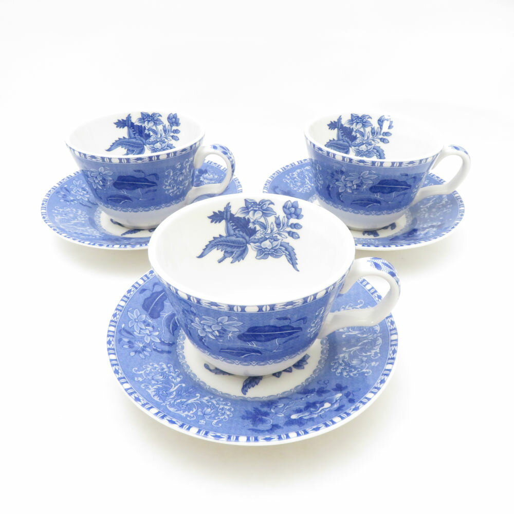 美品 SPODE スポード ブルールームコレクション カミラ ティーカップ＆ソーサー 3客 セット 希少 レア ..