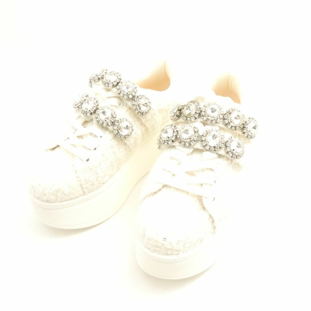 未使用 michell Macaron ミシェルマカロン スニーカー S ボア ローカット 厚底 ビジュ レディース AD1515 【中古】