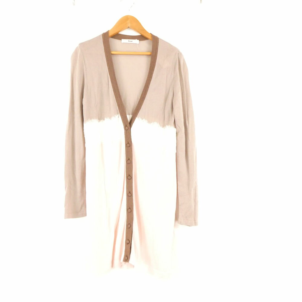 美品 Rene ルネ 6712250 ロングカーディガン 36 テンセル ウール 長袖 ブラウン レース レディース AN2792A44 【中古】