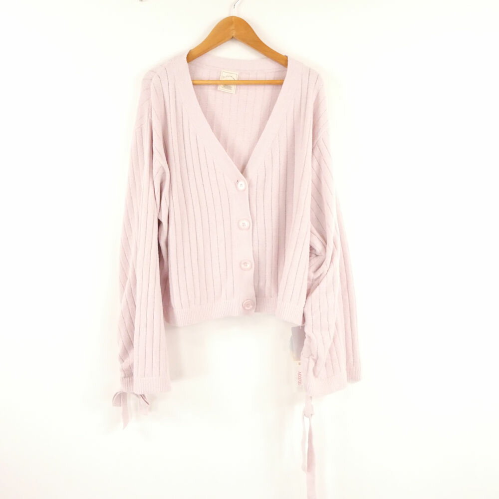 未使用 gelato pique ジェラートピケ PWNT251126 リブニットカーディガン F ポリエステル100％ 長袖 ルームウェア リボン 部屋着 レディース AO3731A32 【中古】