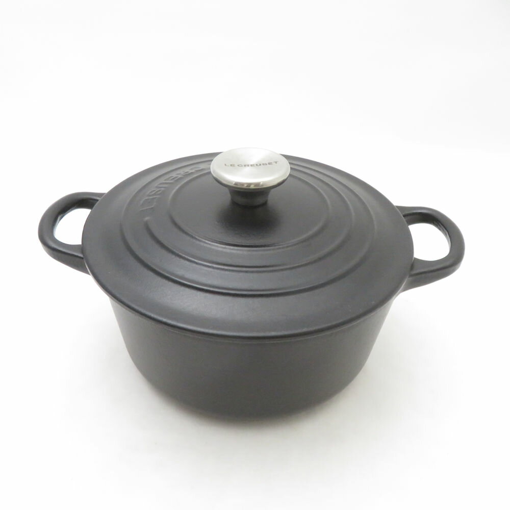 Le Creuset ルクルーゼ シグニチャー ココットロンド 両手鍋 16cm 1.3L マットブラック SC10172Z 【中古】