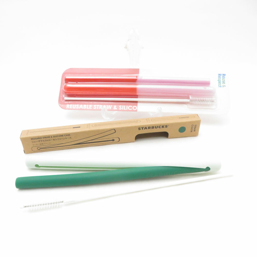 未使用 STARBUCKS スターバックス リユーザブルストロー＆シリコーンケース 2点 セット ケアブラシ SC10403B4 【中古】