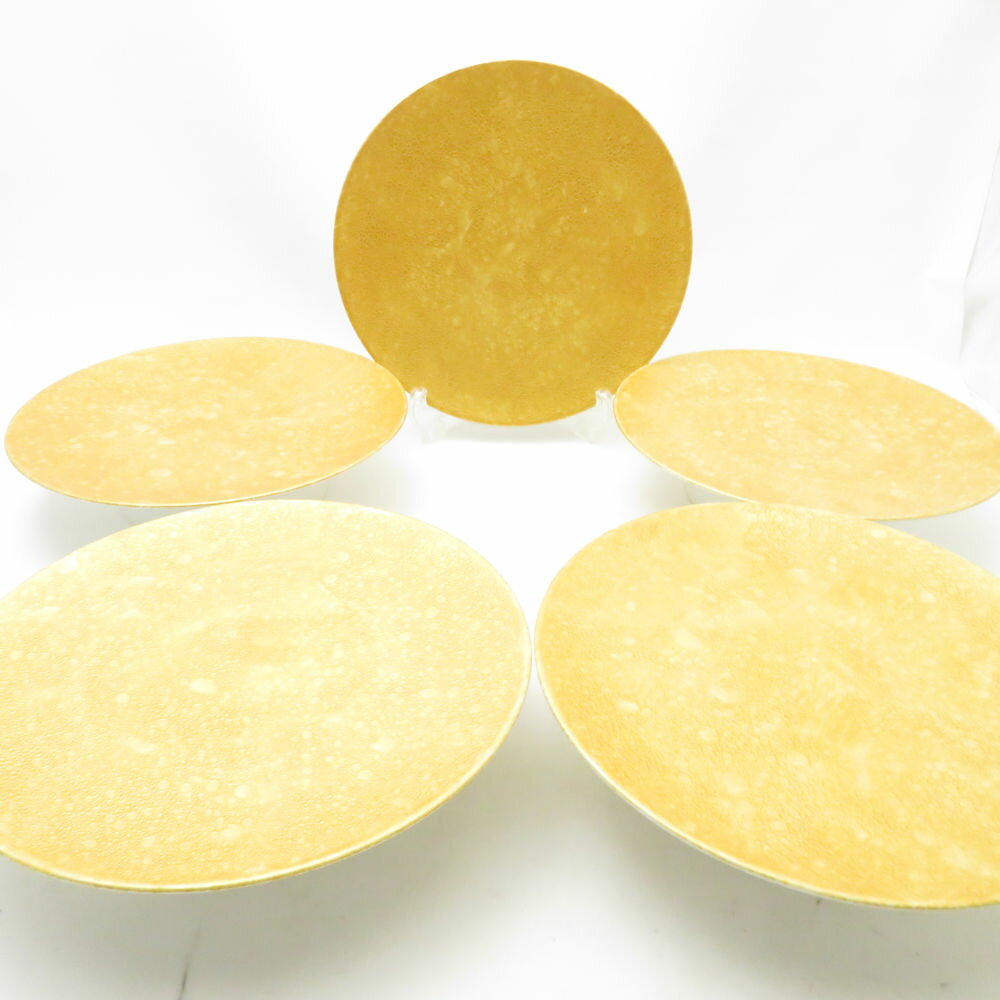 未使用 吉右衛門窯 白泡化粧 雲母 高台プレート 5枚 セット 22cm 中皿 有田焼 SM4980H1 【中古】