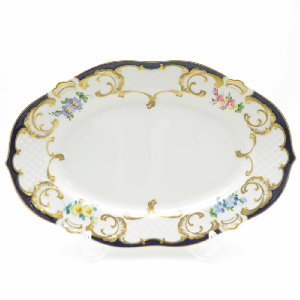 美品 Lindner リンドナー カージナルコバルト オーバルプレート 31cmプレート 大皿 楕円 SM4998D1 【中古】