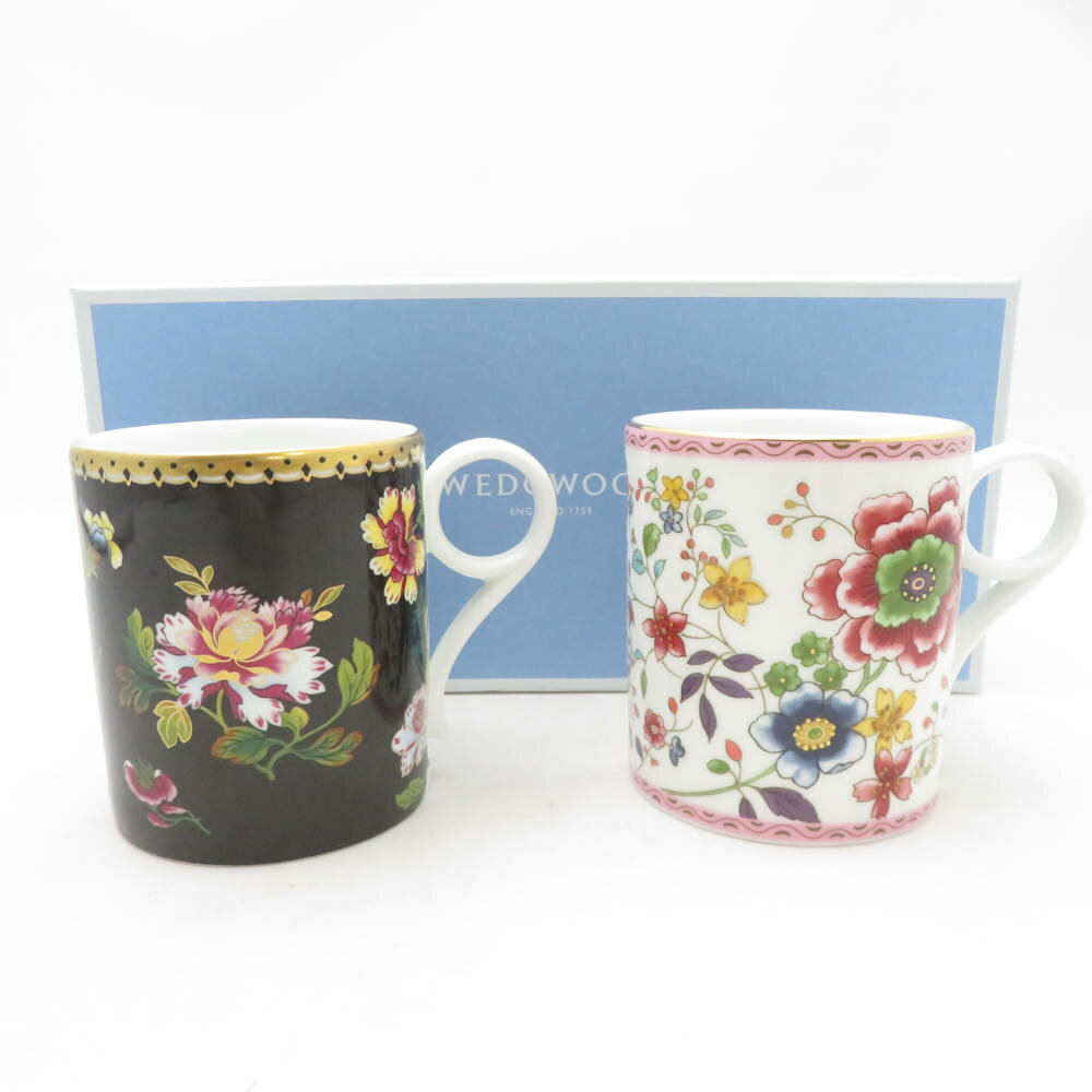 美品 WEDGWOOD ウェッジウッド アーカイブコレクション ベルベットピオニー クリサンセマム マグカップ セット SM5018L2 【中古】