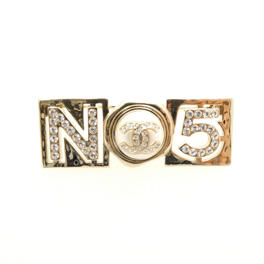 美品 CHANEL シャネル B22S ブローチ ココマーク ラインストーン パール 横長 レディース AD1597W2 【中古】