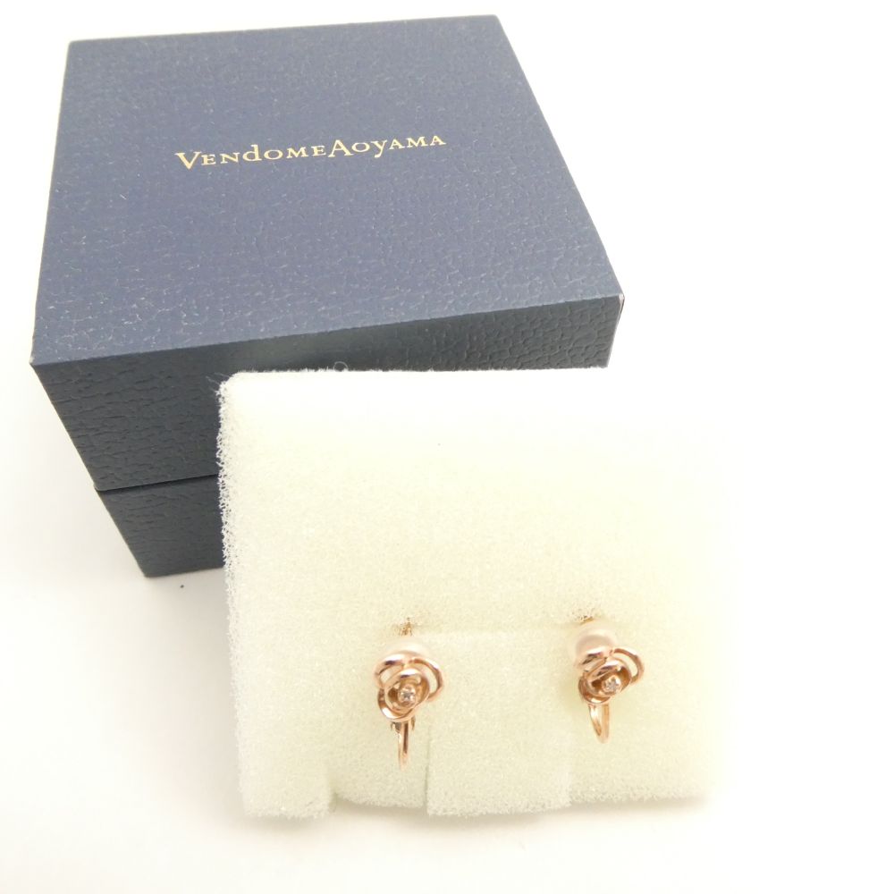 美品 Vendome Aoyama ヴァンドーム青山 クリスティーヌ イヤリング K10 ピンクゴールド アクセサリー レディース AU3914 【中古】