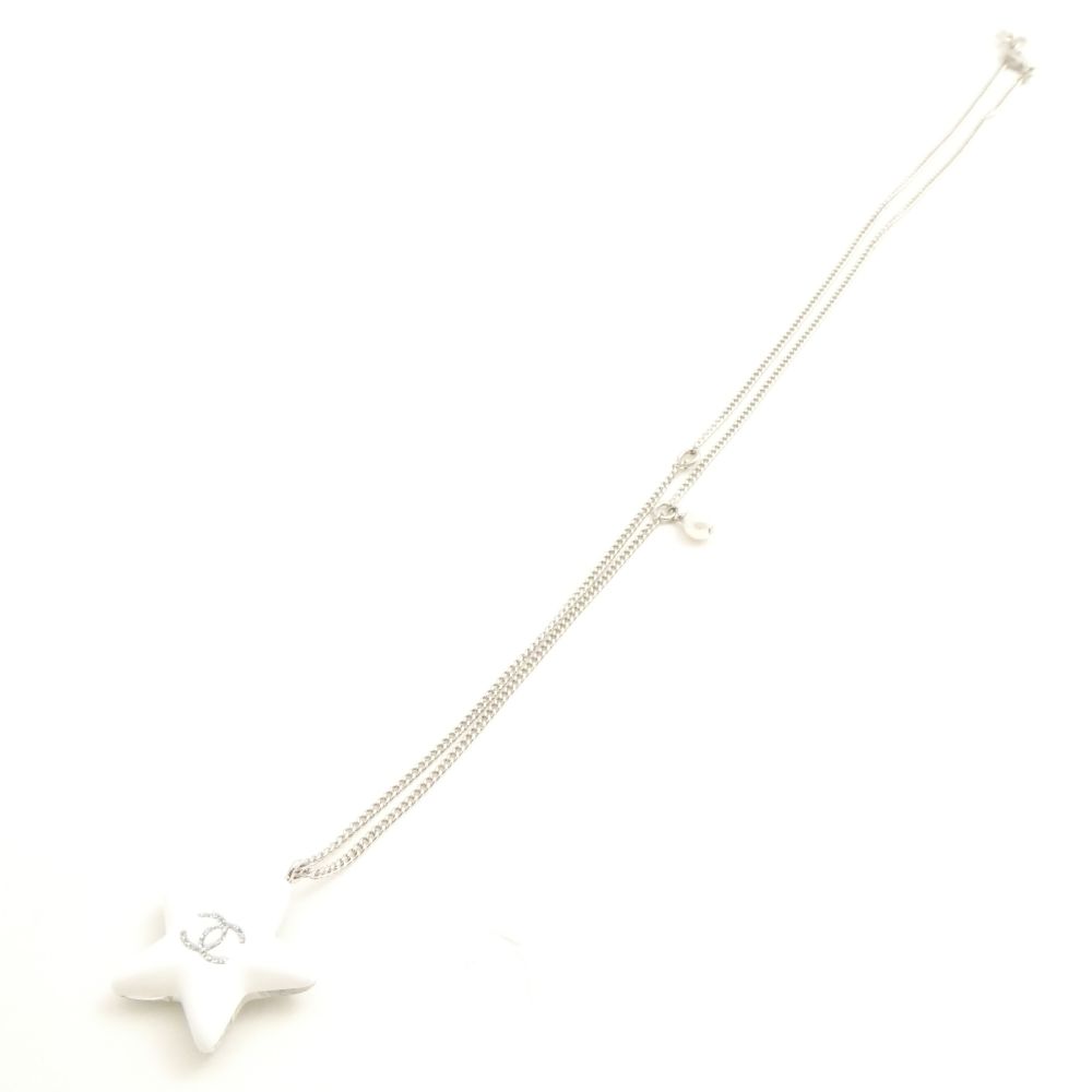 美品 CHANEL シャネル B25C ネックレス ココマーク 星 スター ホワイト パール レディース AU4182W2 【中古】