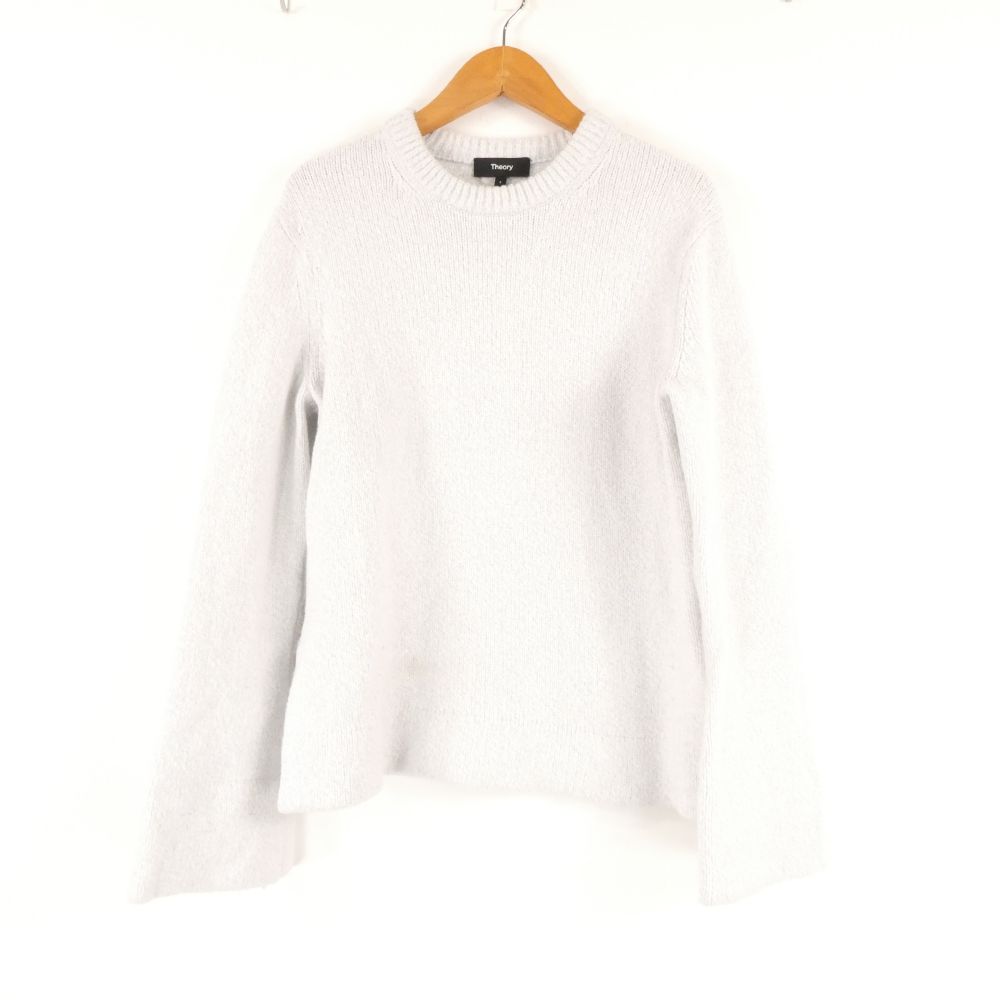 Rakuten - Theory セオリー 3401714 FELTED MOULINE CN SIDE SLIT PO ニット S ウールコットン他 カシミヤ混 長袖セーター トップス 青 レディース AU4187A75 【中古】