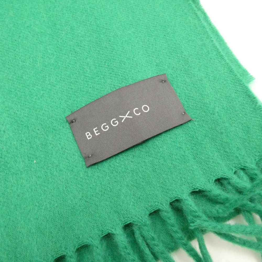 美品 BEGG×CO ベグアンドコー マフラー カシミヤ100% フリンジ 緑 服飾小物 AU4122A87 【中古】