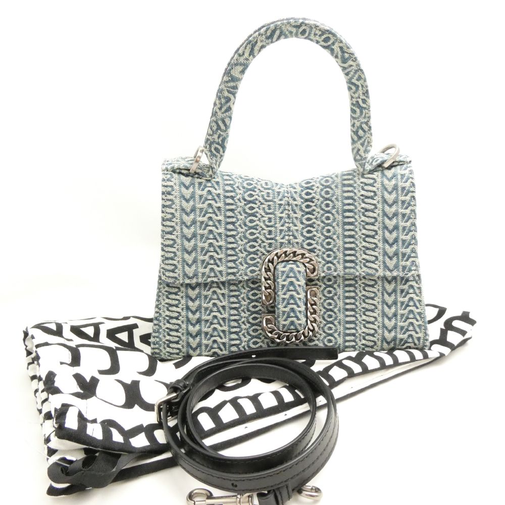 MARC JACOBS - 美品 MARC JACOBS マークジェイコブス ザ モノグラム サンフェード デニム セント マーク トップ ハンドル 2WAYバッグ ハンド ショルダー レディース AM8205 【中古】