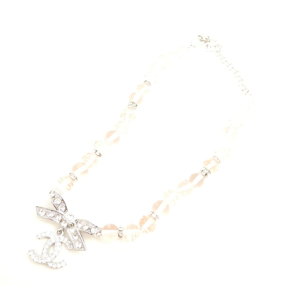 美品 CHANEL シャネル チョーカー ネックレス リボン ココマーク ストーン 兼用 AO3894W2 【中古】