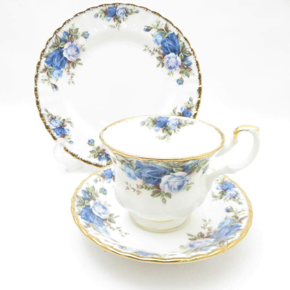ROYAL ALBERT ロイヤルアルバート ムーンライトローズ ティーカップ＆ソーサー 中皿 2点 セット 18cmプレート 廃盤 希少 薔薇 バラ SC10592J2 【中古】