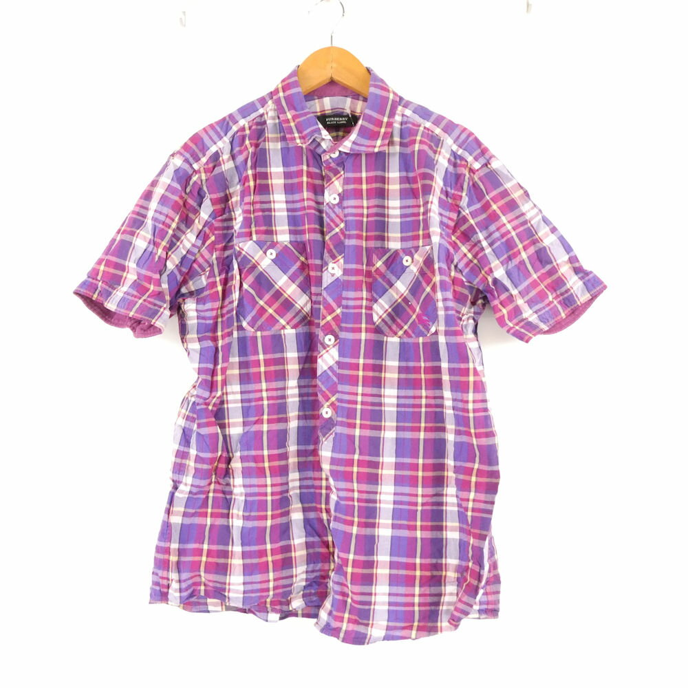 BURBERRY BLACK LABEL バーバリーブラックレーベル シャツ 3 コットン100％ 半袖 チェック メンズ AM8328A35 【中古】