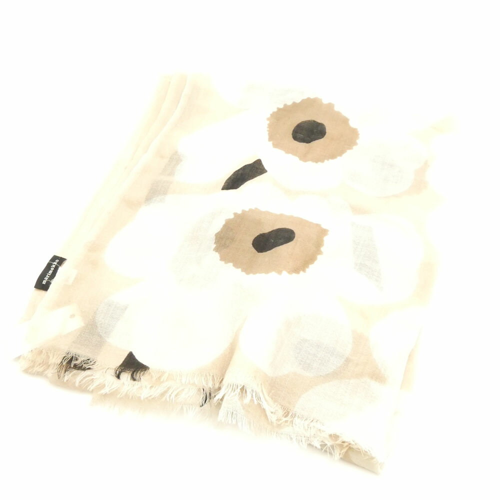 美品 marimekko マリメッコ ウニッコ ストール ウール100％ 大判 花柄 北欧 レディース AO3675 【中古】