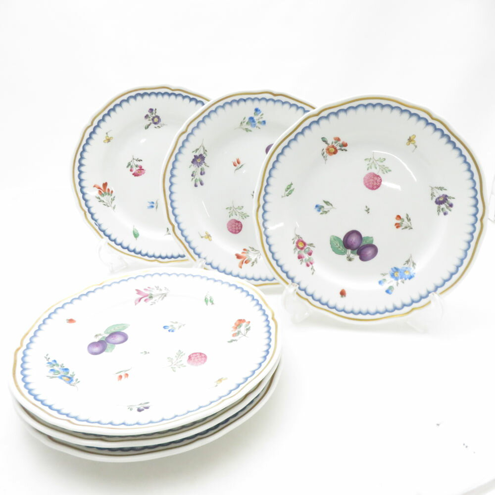 Richard Ginori リチャードジノリ イタリアンフルーツ 中皿 6枚 セット 19cmプレート 果実柄 SC10628A2 【中古】