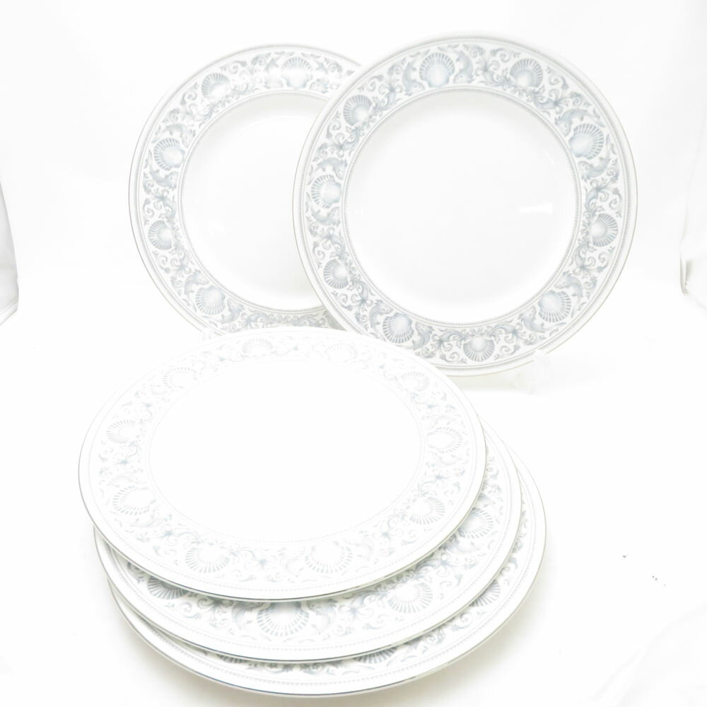 WEDGWOOD ウェッジウッド ドルフィンホワイト 大皿 5枚 セット 27cmプレート ディナー SC10639A2 【中古】