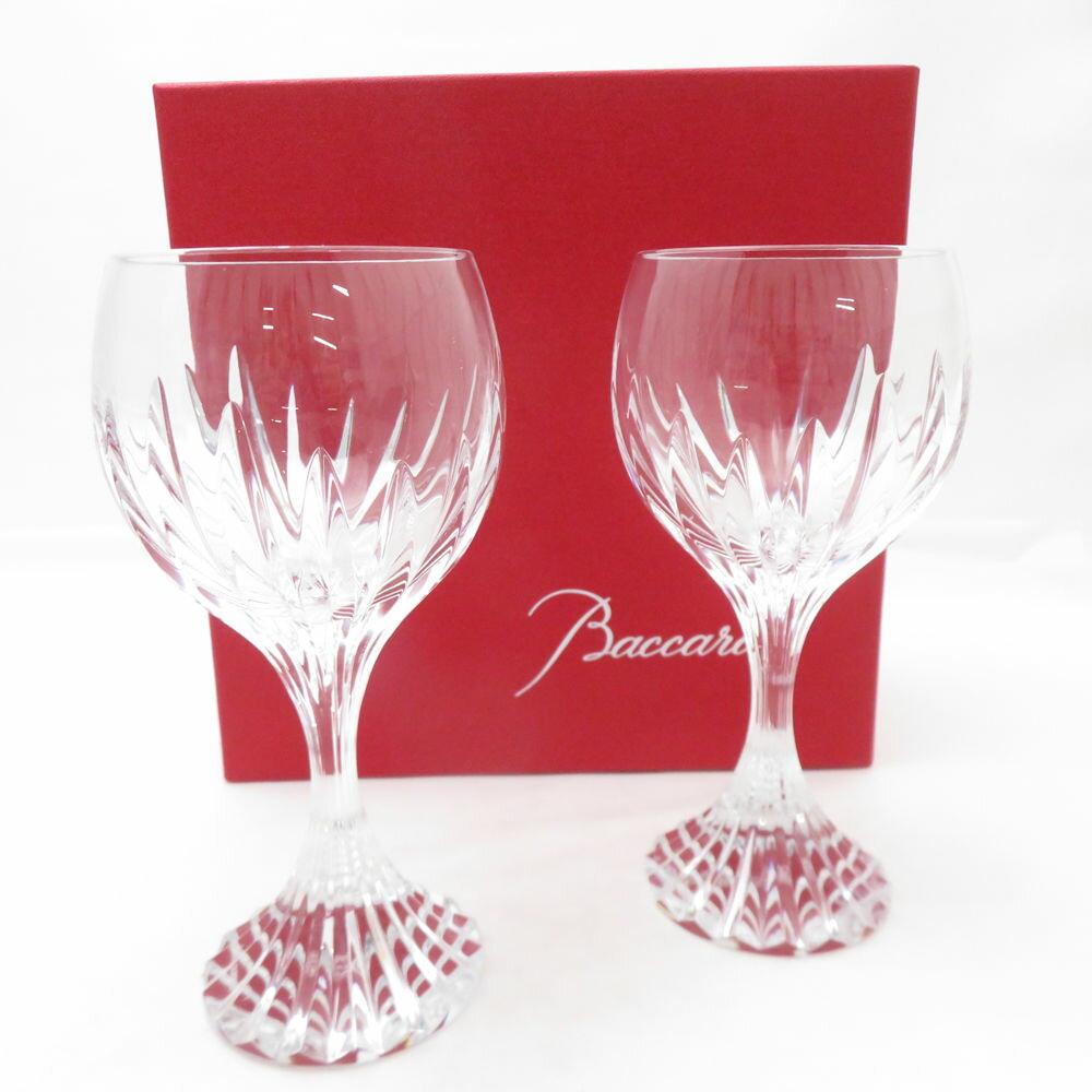 美品 Baccarat バカラ マッセナ ワイングラス 2客 ペア H16cm SC10666T1 【中古】