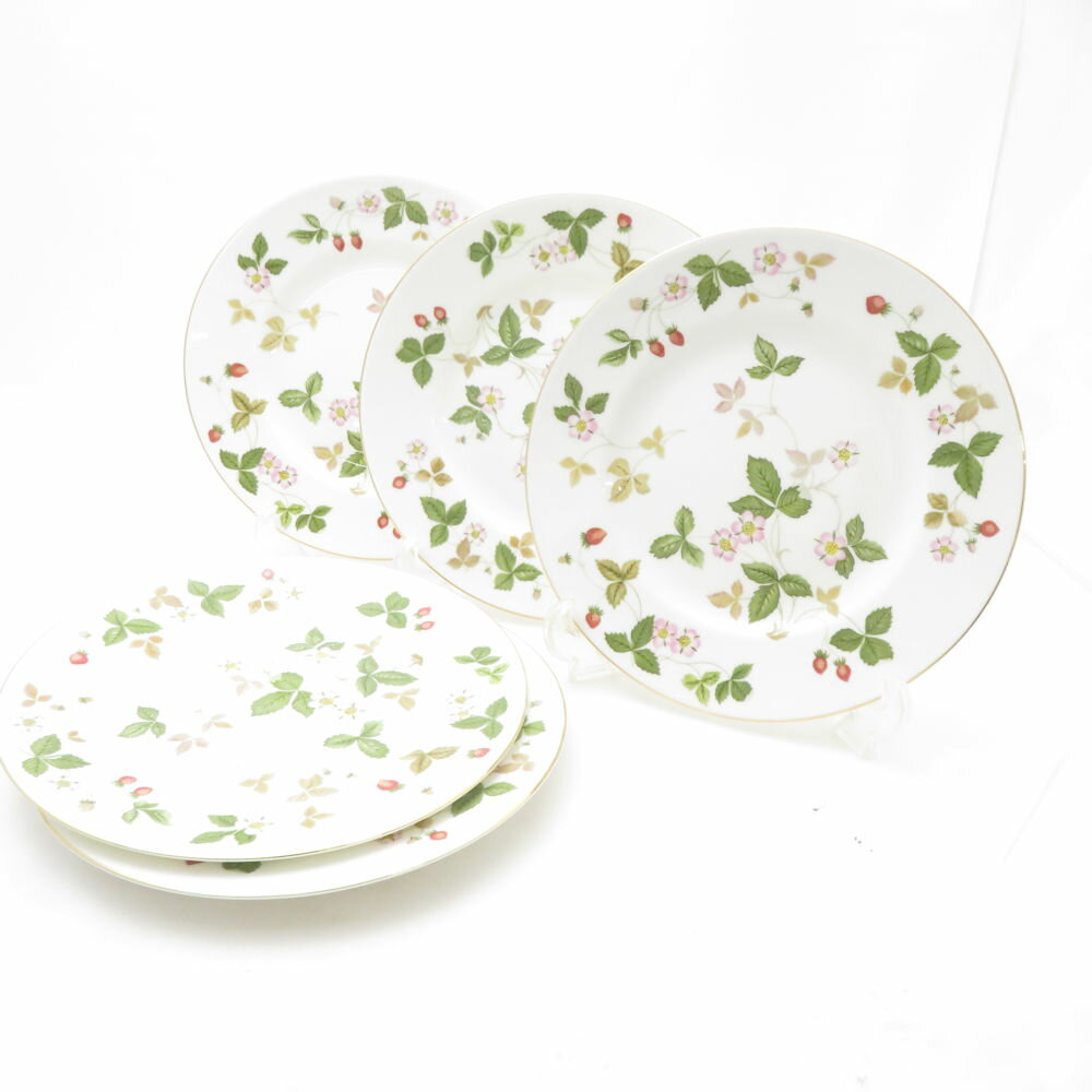 美品 WEDGWOOD ウェッジウッド ワイルドストロベリー 中皿 5枚 20cmプレートセット デザート ケーキ SU13722V1 【中古】