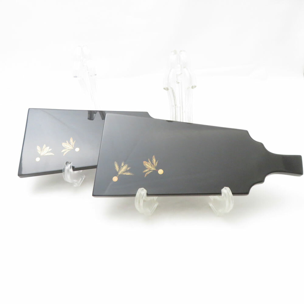 美品 輪島塗 わじま慶塚 盛皿 2点 ペア 羽子板 盆 菓子 和食器 漆芸 SU13742A2 【中古】