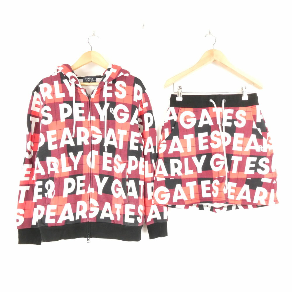 美品 PEARLY GATES パーリーゲイツ セットアップ 0 コットン100％ パーカー スカート ゴルフ フーディ レディース AM8186A51 【中古】