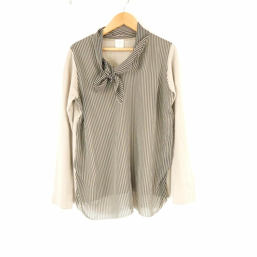 樂天商城 - 美品 PUPULA ププラ ニット トップス 38 アクリル ウール 長袖 ボウタイ ストライプ レディース AM8188A47 【中古】