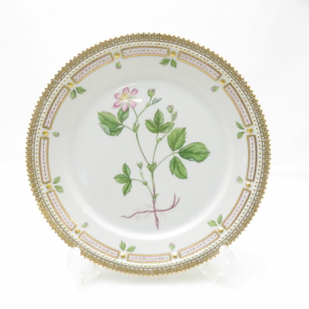 美品 ROYAL COPENHAGEN ロイヤルコペンハーゲン フローラダニカ 中皿 1枚 22cmプレート 最高級 植物図鑑 花 金彩 SC10412U2 【中古】