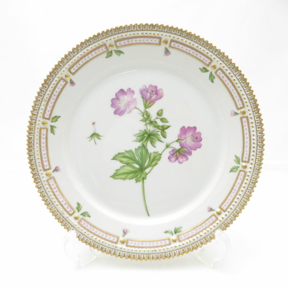 美品 ROYAL COPENHAGEN ロイヤルコペンハーゲン フローラダニカ 中皿 1枚 22cmプレート 最高級 植物図鑑 花 金彩 SC10413U2 【中古】