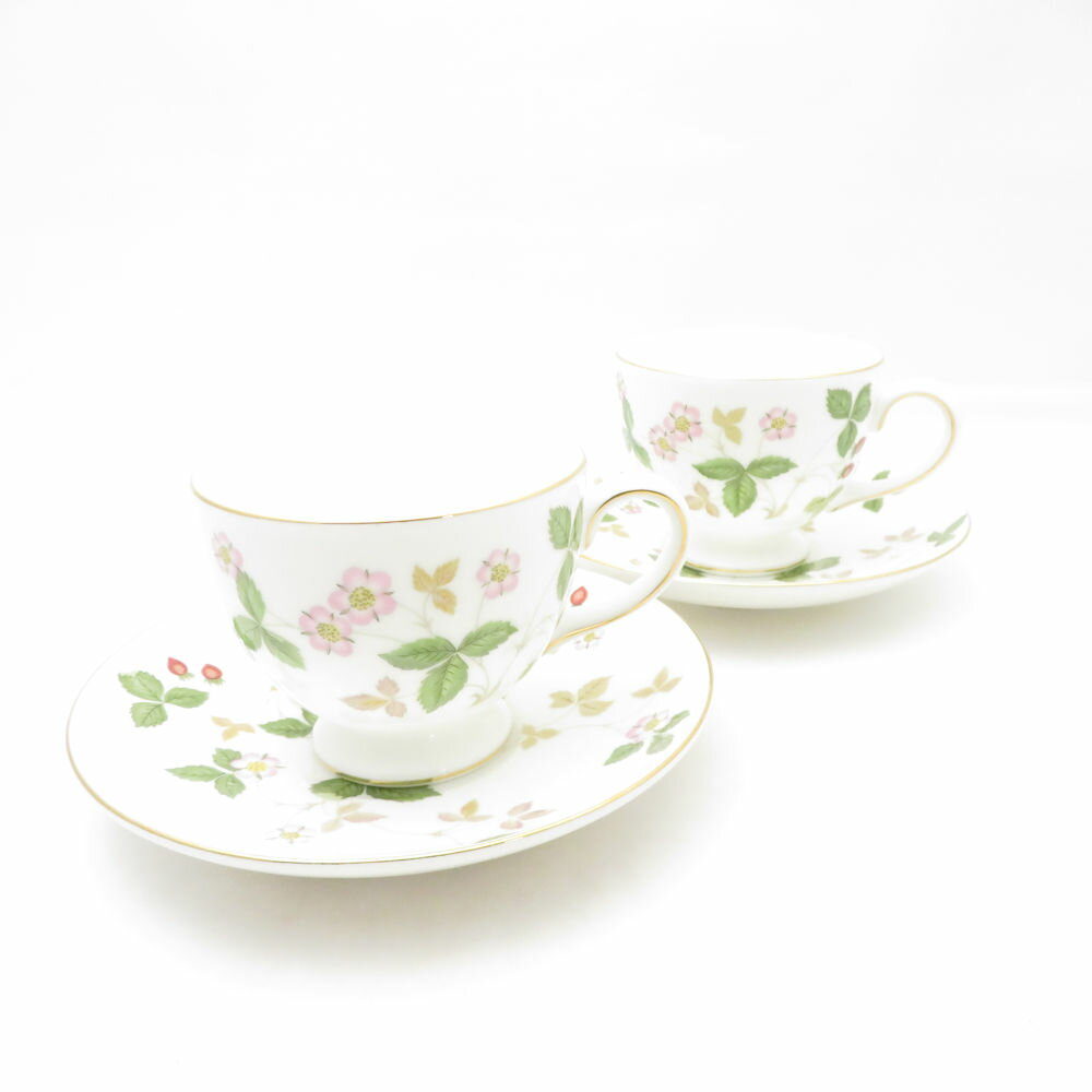 WEDGWOOD ウェッジウッド ワイルドストロベリー ティーカップ＆ソーサー 2客 ペア リー SC10535K2 【中古】
