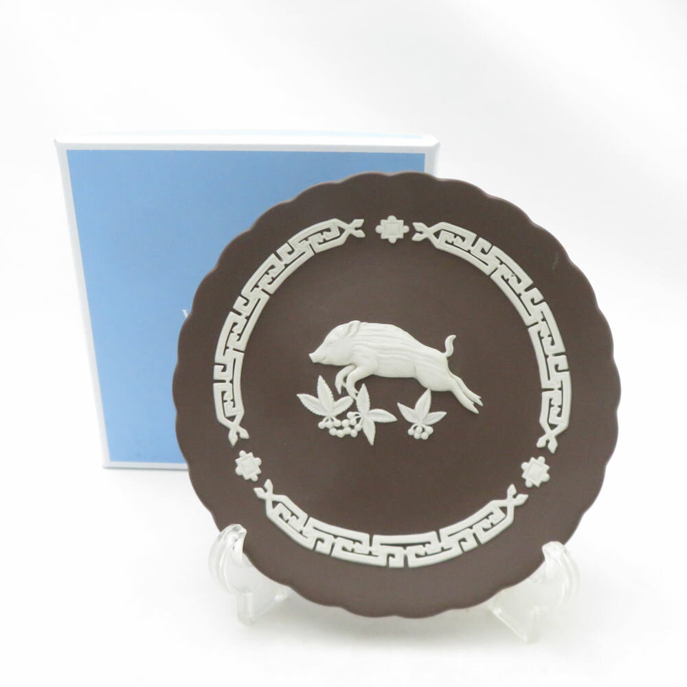 未使用 WEDGWOOD ウェッジウッド ジャスパー エトトレイ 2019年 イノシシ 小皿 イヤープレート 亥 限定 干支 12cmプレート SO3818C1 【中古】