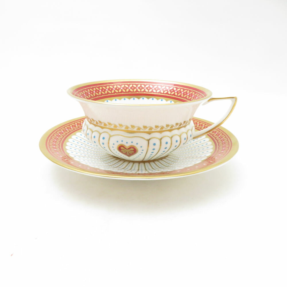 美品 WEDGWOOD ウェッジウッド ハーレクイン クイーンオブハート カップ＆ソーサー ティー 紅茶 英国 金彩 テーブルウェア SU13696C2 【中古】