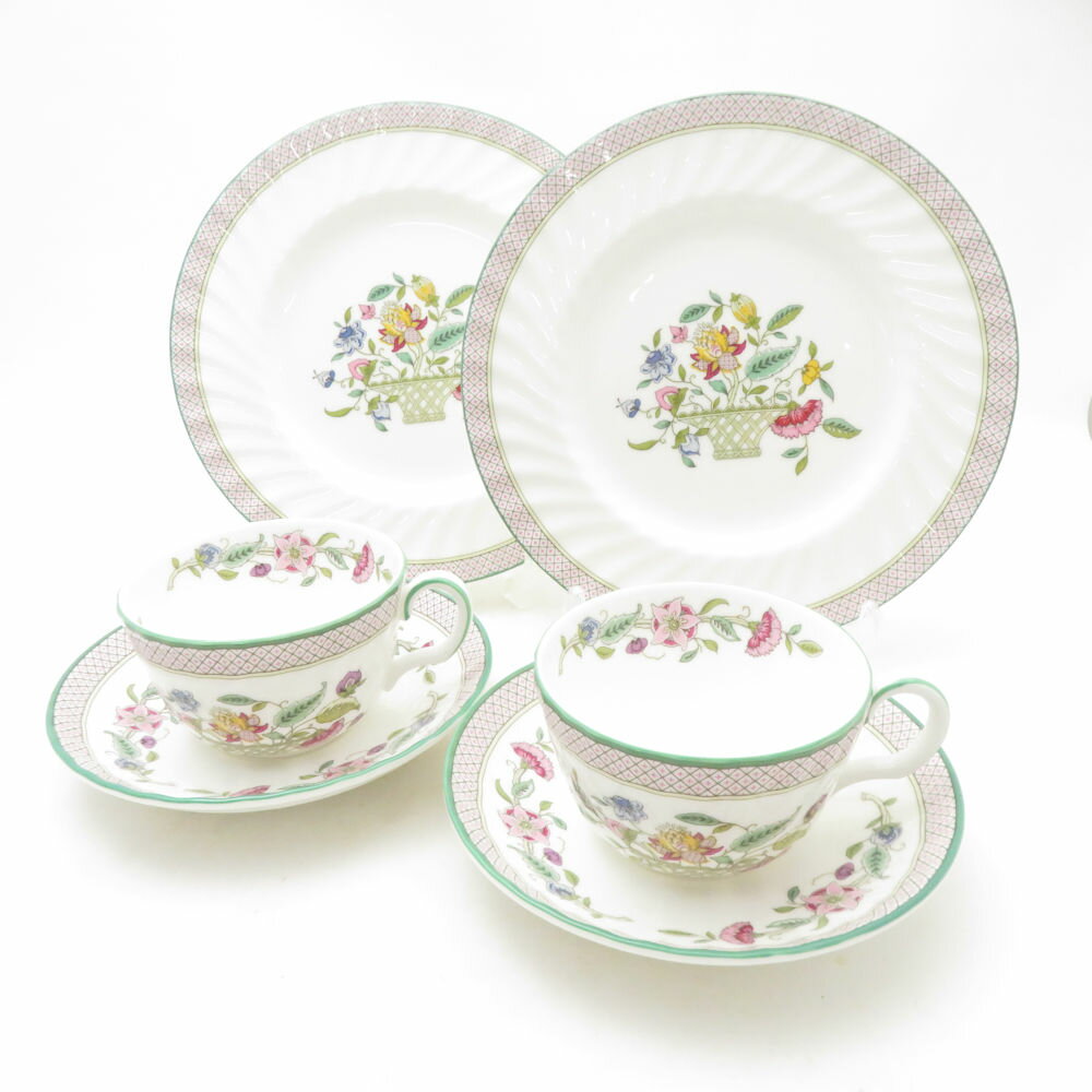 美品 MINTON ミントン ハドンホール トレリス カップ＆ソーサー 中皿 4点 セット 20cmプレート SU13698C2 【中古】