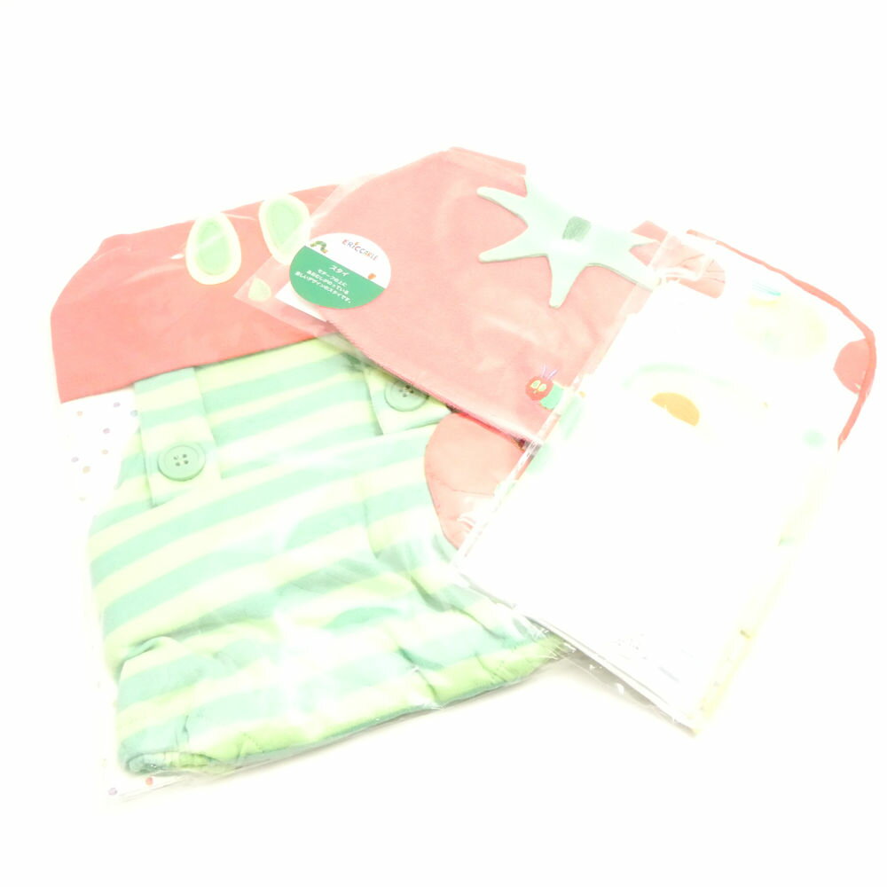 未使用 Afternoon Tea アフタヌーンティー はらぺこあおむし 帽子 サロペット スタイ ハンカチ 3点 ベビー キッズ 子供 ガーゼ レディース AM8395 【中古】