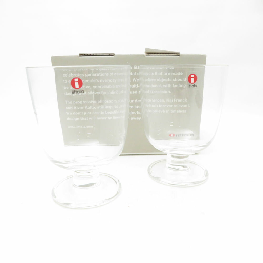 未使用 iittala イッタラ レンピ グラス 2点 無鉛ガラス ペア クリア 約340ml 北欧 フィンランド SC10559D2 【中古】