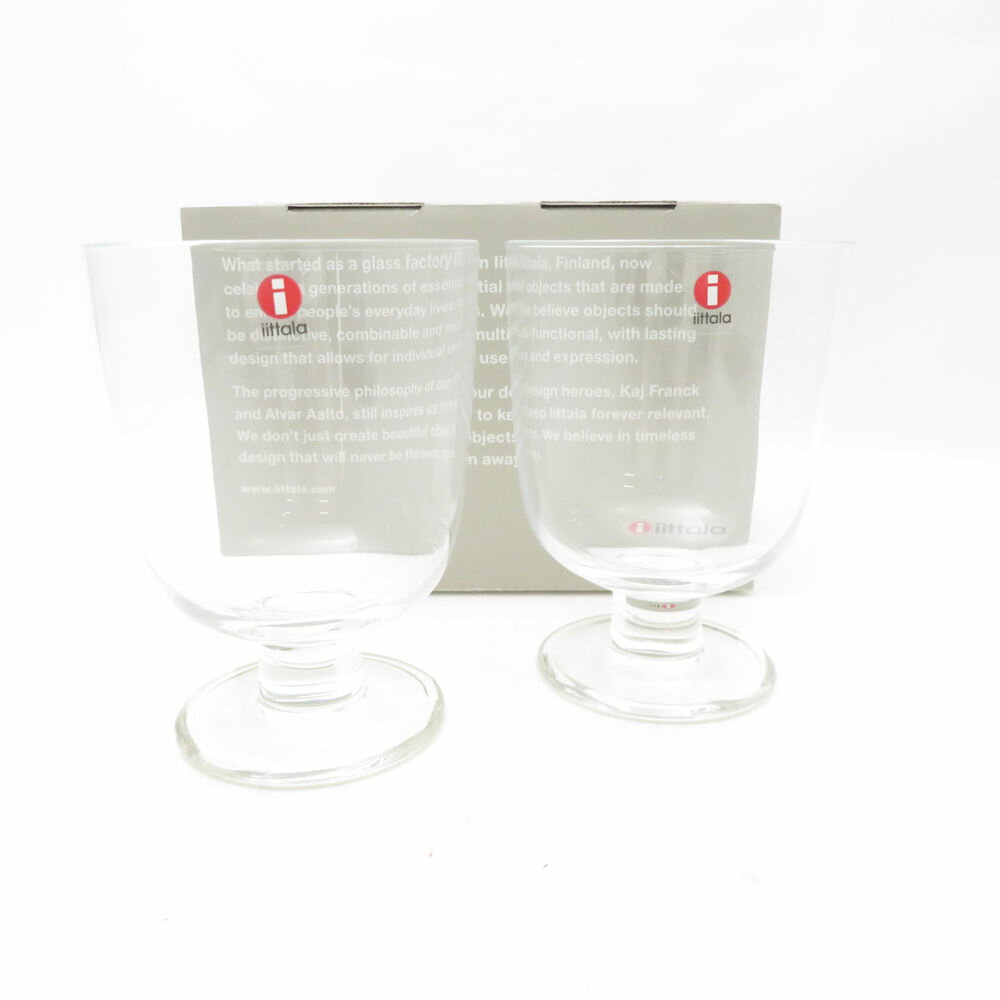 未使用 omni オムニ レンピ グラス 2点 無鉛ガラス ペア クリア 約340ml 北欧 フィンランド SC10560D2 【中古】