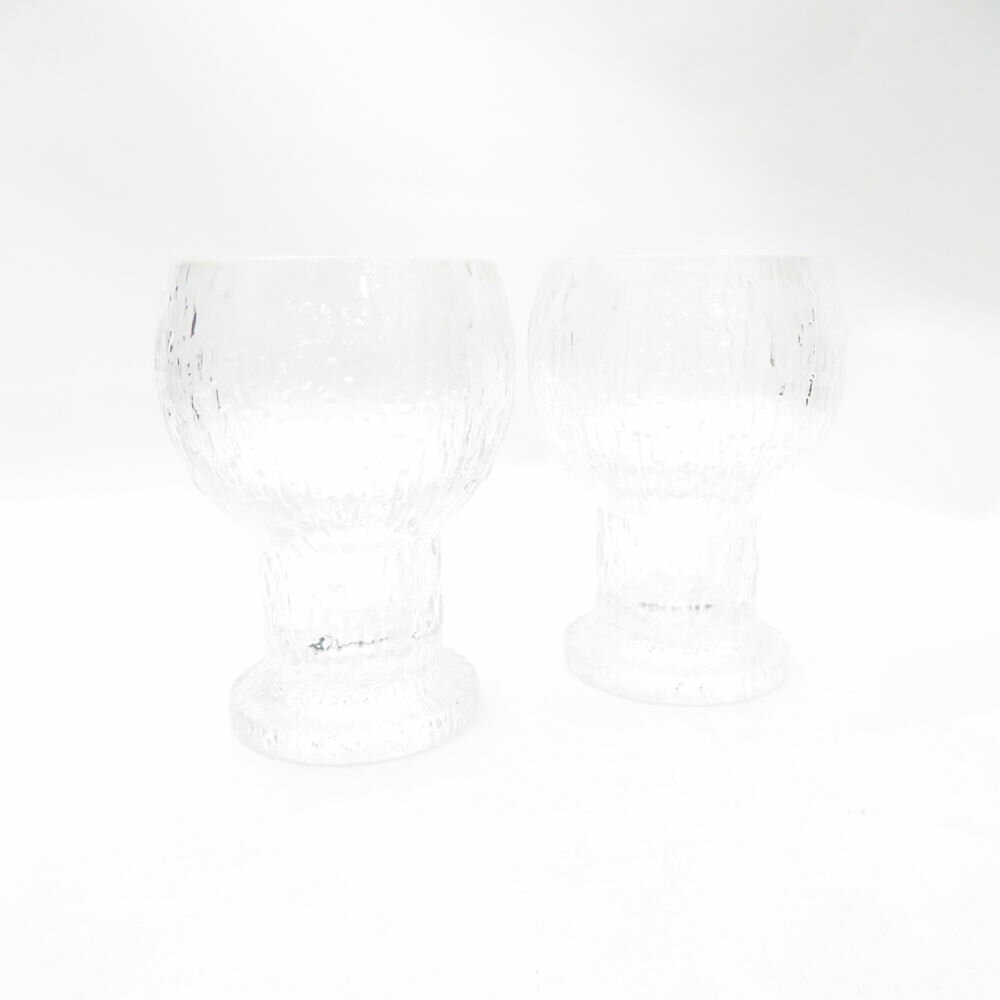 美品 iittala イッタラ kekkerit ケッケリト グラス 2点 ペア H9cm ティモサルパネヴァ 北欧 SC10569D2 【中古】