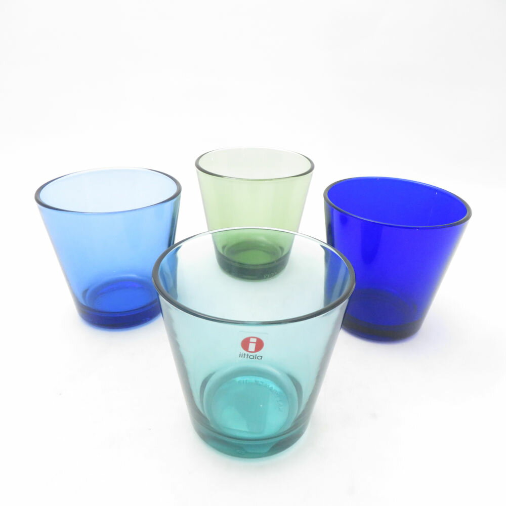 美品 iittala イッタラ カルティオ タンブラー 4点 セット 約210ml ブルー/グリーン系 北欧 SC10573D2 【中古】