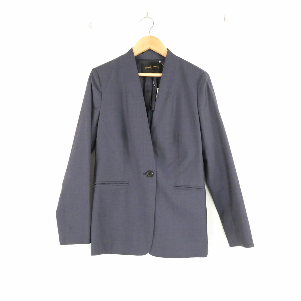 Rakuten - 美品 UNITED ARROWS ユナイテッドアローズ Vitale Barberis Canonico ノーラペルジャケット ノーカラージャケット 36 ウール100％ 背抜き レディース AM8486A16 【中古】